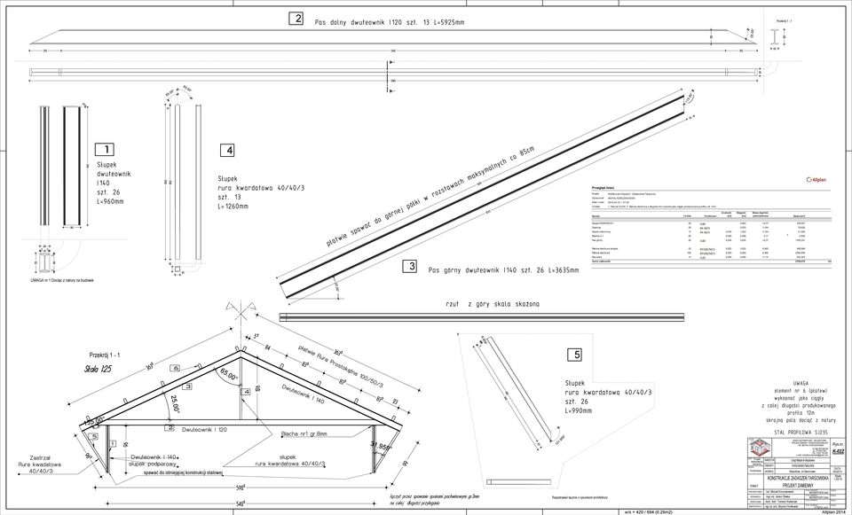 29m2) Allplan 2014 AUTOR: FAZA: Projekt INWESTOR wykonawczy zamienny OBIEKT BRANŻA: Konstrukcja TEMAT PROJEKTOWAŁ SPRAWDZIŁ OPRACOWAŁ ADRES inż.