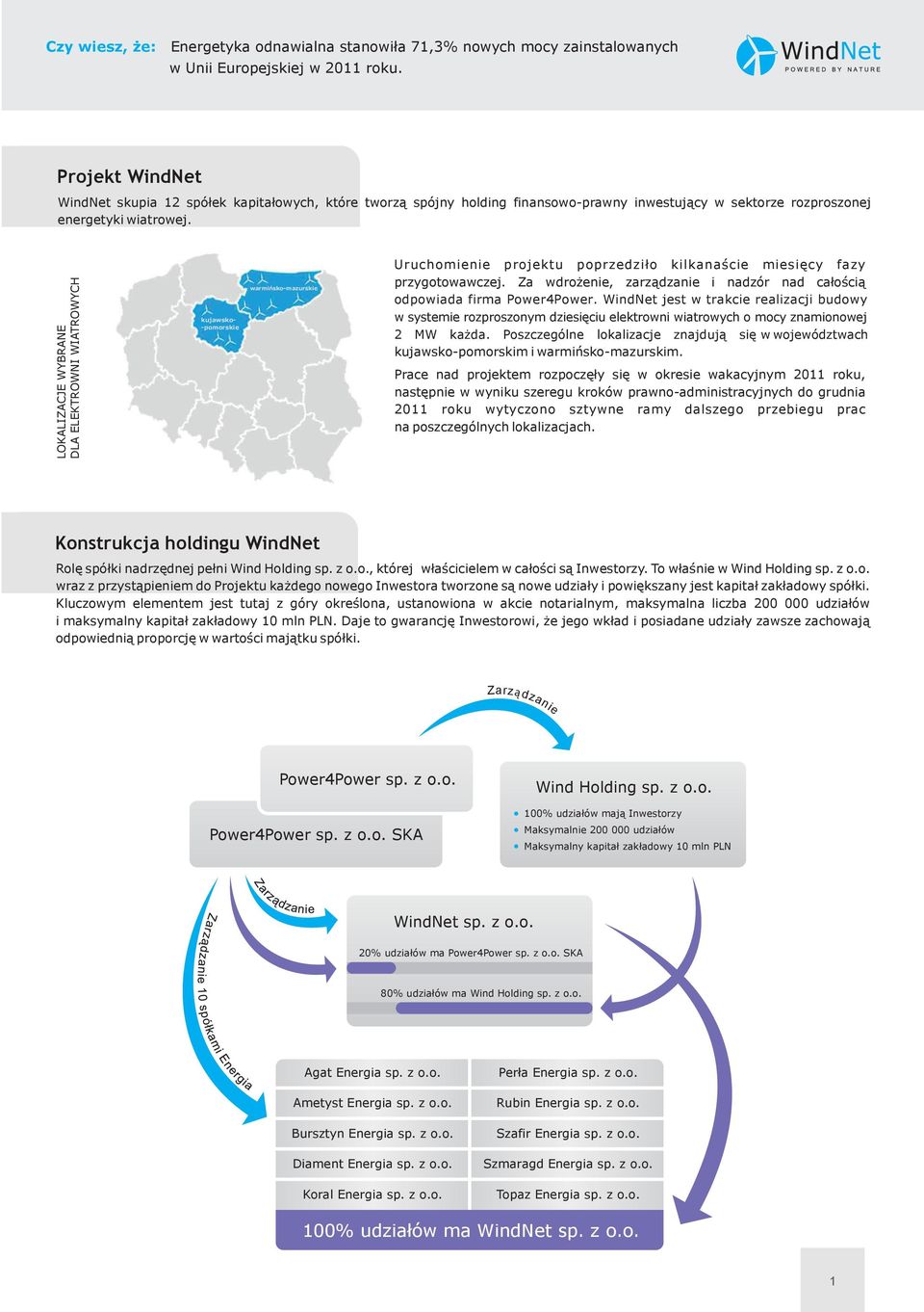 wiatrowej. warmińsko-mazurskie kujawsko-pomorskie Uruchomienie projektu poprzedziło kilkanaście miesięcy fazy przygotowawczej.