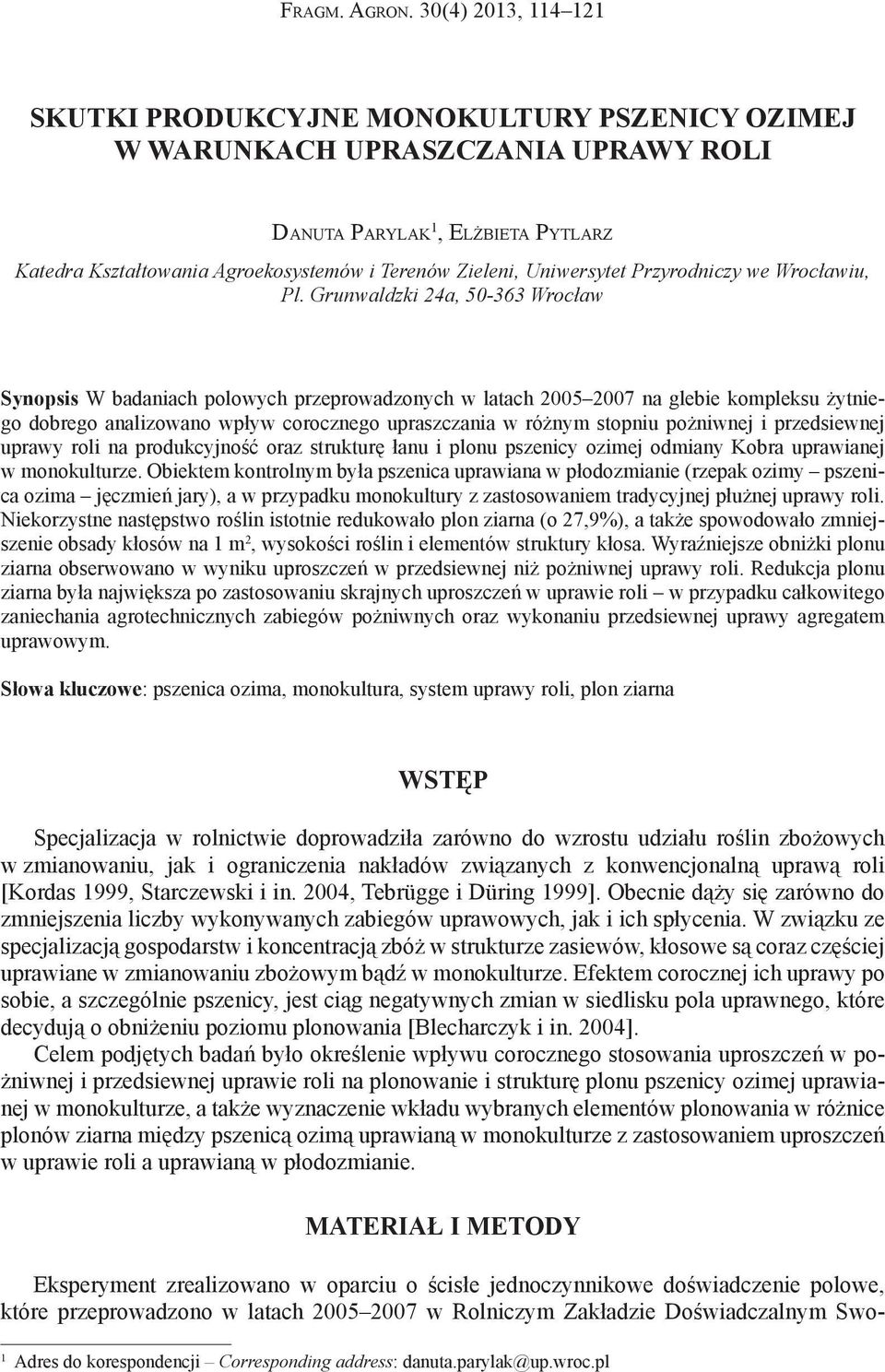 Uniwersytet Przyrodniczy we Wrocławiu, Pl.