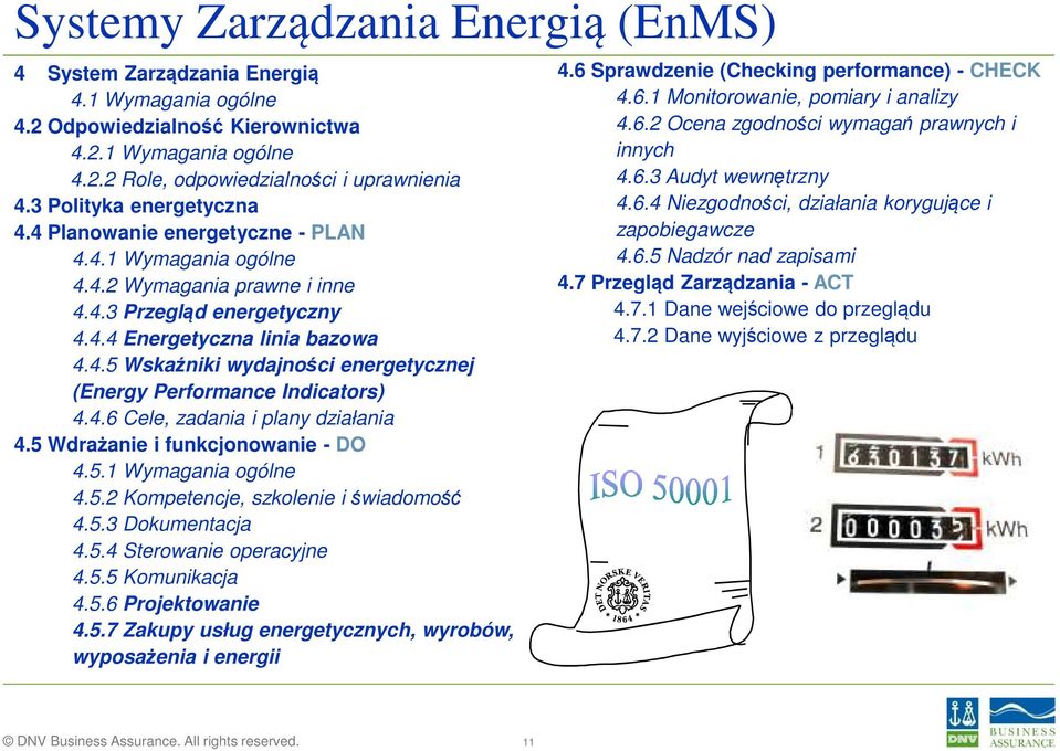 4.6 Cele, zadania i plany działania 4.5 Wdrażanie i funkcjonowanie - DO 4.5.1 Wymagania ogólne 4.5.2 Kompetencje, szkolenie i świadomość 4.5.3 Dokumentacja 4.5.4 Sterowanie operacyjne 4.5.5 Komunikacja 4.