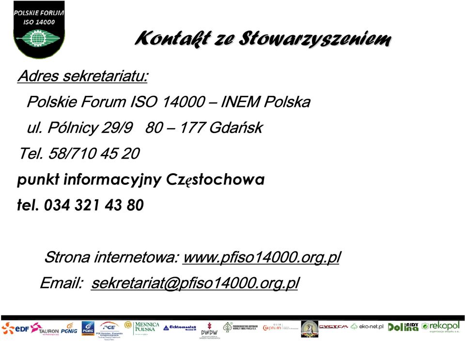 58/710 45 20 punkt informacyjny Częstochowa tel.