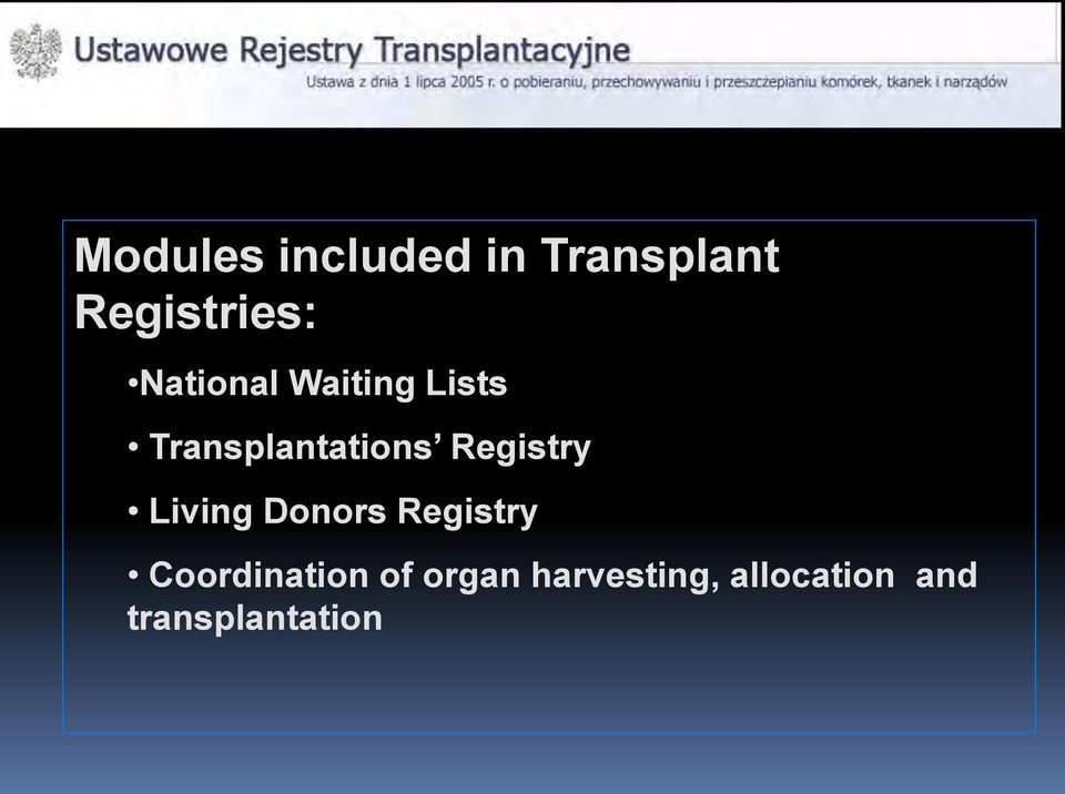 Registry Living Donors Registry Coordination