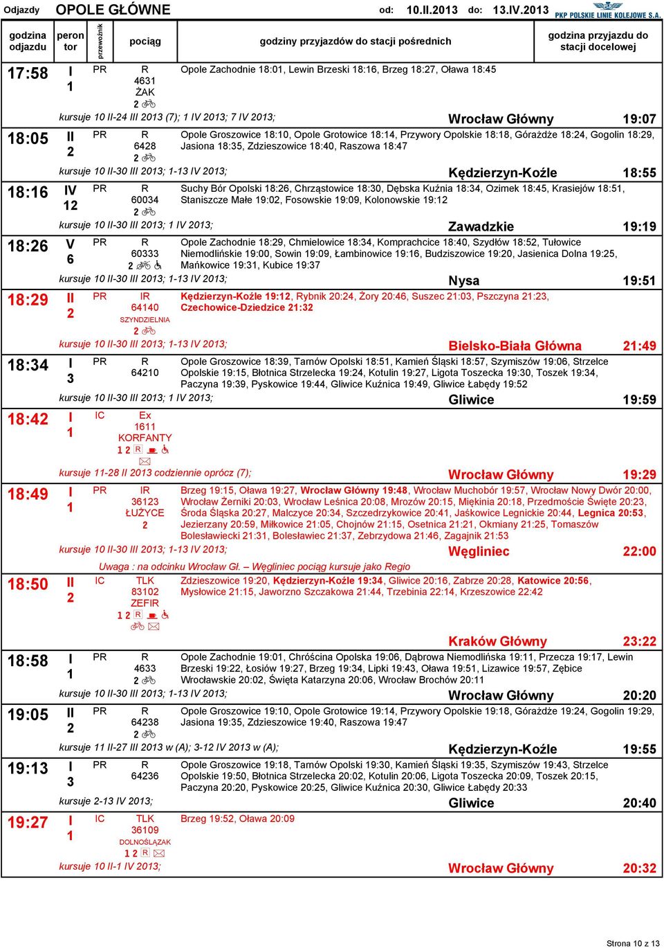 .0..0 godziny rzyazdów do staci ośrednich godzina rzyazdu do Oole Zachodnie 8:0, Lewin Brzeski 8:, Brzeg 8:7, Oława 8:5 ŻAK kursue 0-0 (7); 0; 7 0; 9:07 Oole Groszowice 8:0, Oole Grotowice 8:,