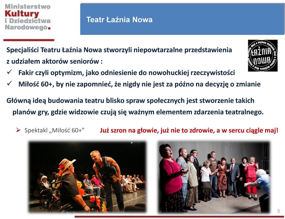 decyzję o zmianie Główną ideą budowania teatru blisko spraw społecznych jest stworzenie takich planów gry, gdzie widzowie