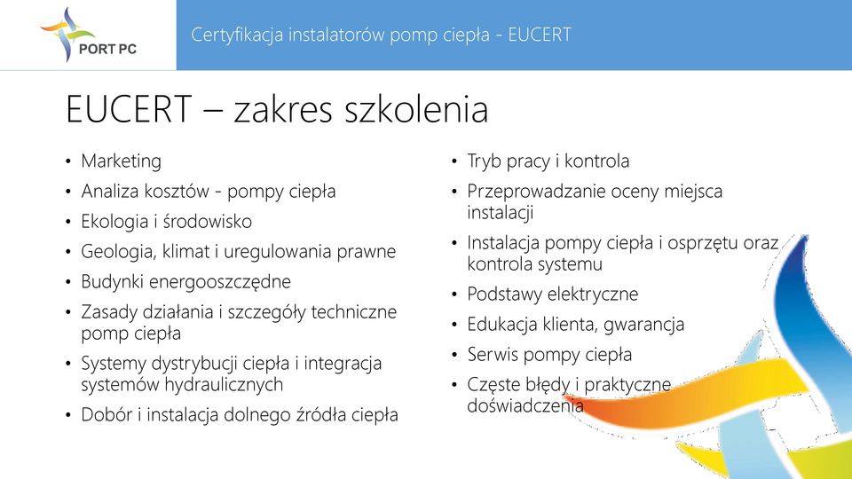 Dobór i instalacja dolnego źródła ciepła Tryb pracy i kontrola Przeprowadzanie oceny miejsca instalacji Instalacja pompy ciepła i