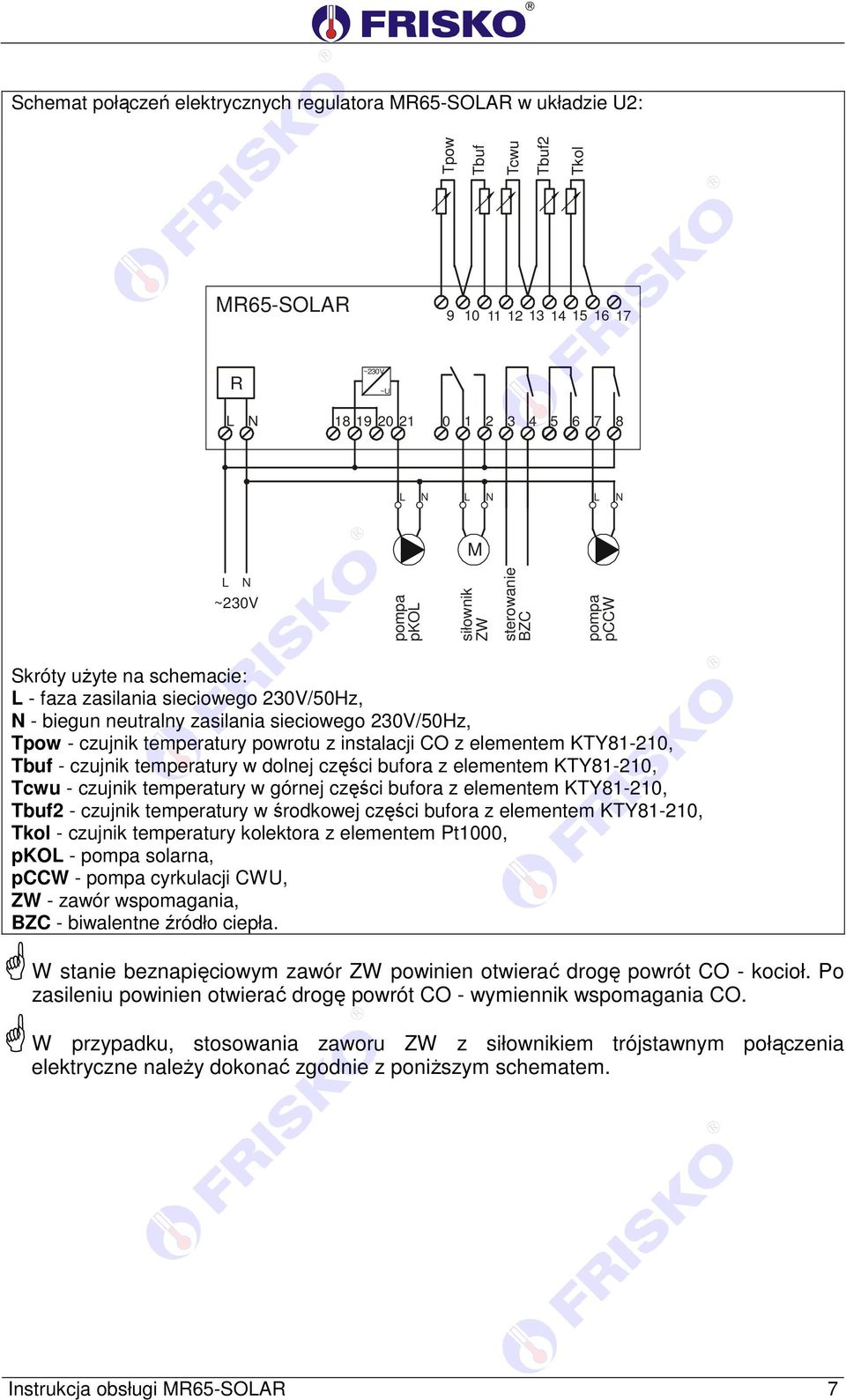 instalacji CO z elementem KTY81-210, Tbuf - czujnik temperatury w dolnej części bufora z elementem KTY81-210, Tcwu - czujnik temperatury w górnej części bufora z elementem KTY81-210, Tbuf2 - czujnik