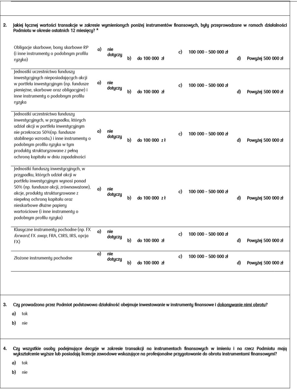 fundusze pieniężne, skarbowe oraz obligacyjne) i inne instrumenty o podobnym profilu ryzyka Jednostki uczestnictwa funduszy inwestycyjnych, w przypadku, których udział akcji w portfelu inwestycyjnym