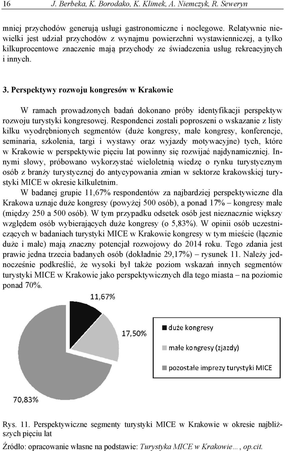 Perspektywy rozwoju kongresów w Krakowie W ramach prowadzonych badań dokonano próby identyfikacji perspektyw rozwoju turystyki kongresowej.