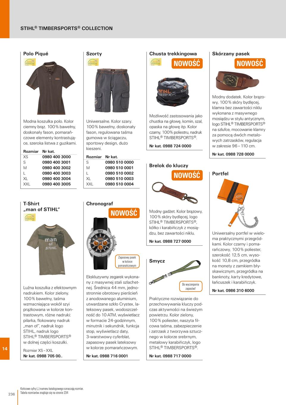 100 % bawełny, doskonały fason, regulowana taśma gumowa w ściągaczu, sportowy design, dużo kieszeni. Rozmiar Nr kat.