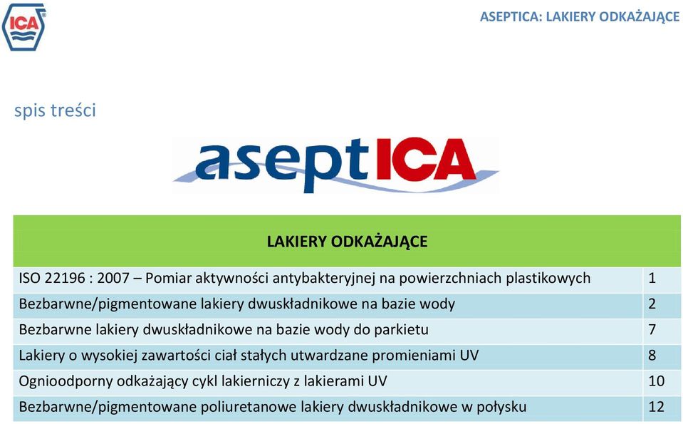dwuskładnikowe na bazie wody do parkietu 7 Lakiery o wysokiej zawartości ciał stałych utwardzane promieniami UV 8