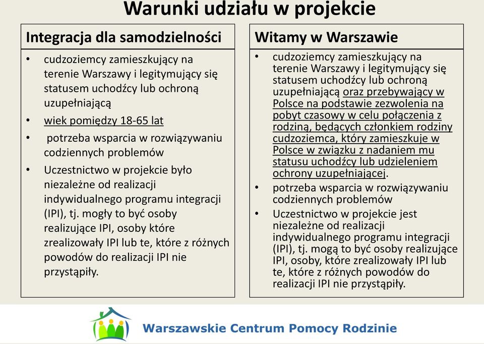 mogły to być osoby realizujące IPI, osoby które zrealizowały IPI lub te, które z różnych powodów do realizacji IPI nie przystąpiły.