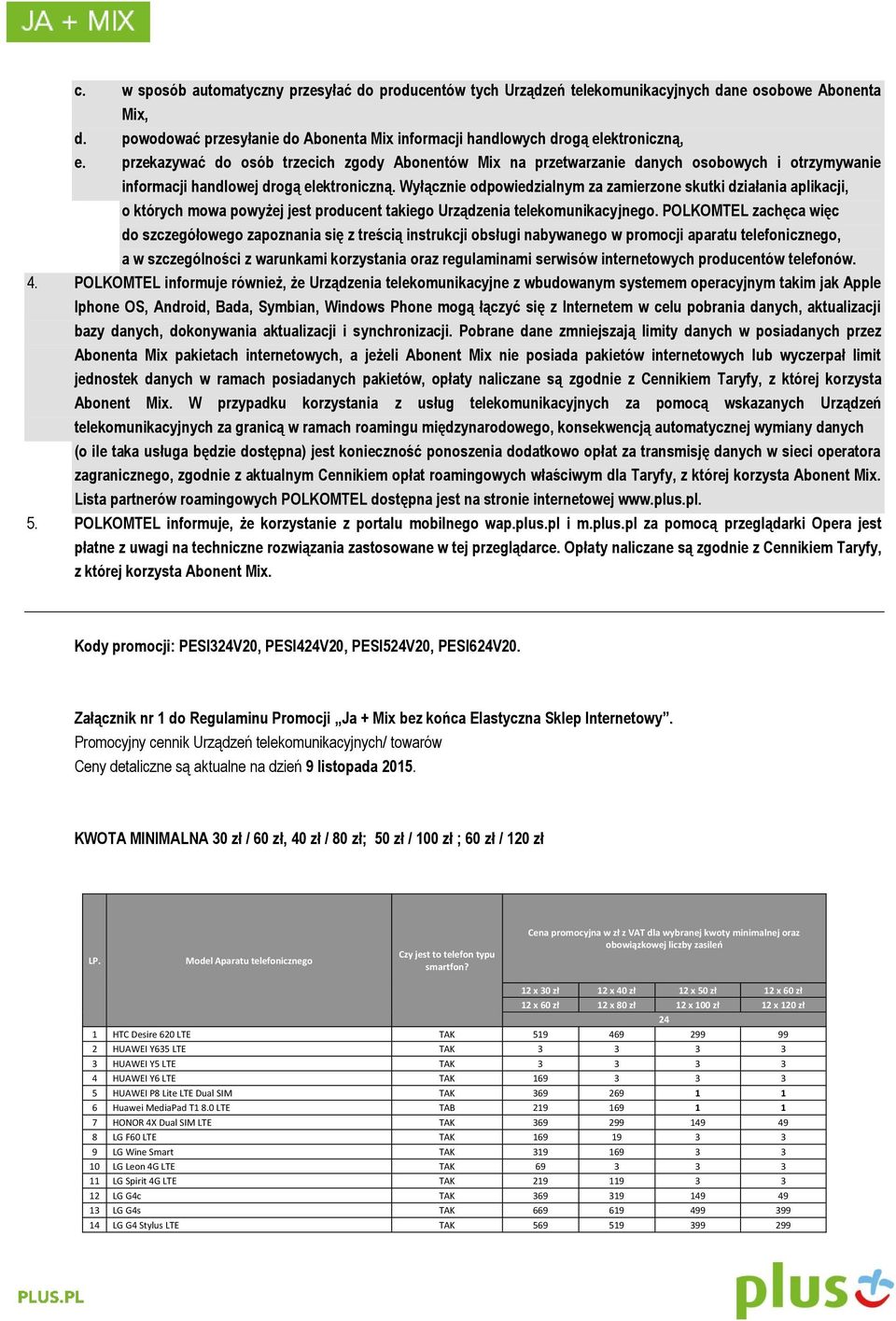 Wyłącznie odpowiedzialnym za zamierzone skutki działania aplikacji, o których mowa powyżej jest producent takiego Urządzenia telekomunikacyjnego.