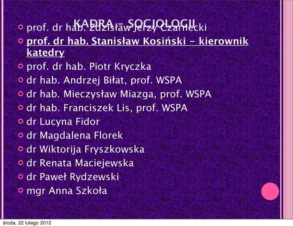 WSPA dr hab. Franciszek Lis, prof.