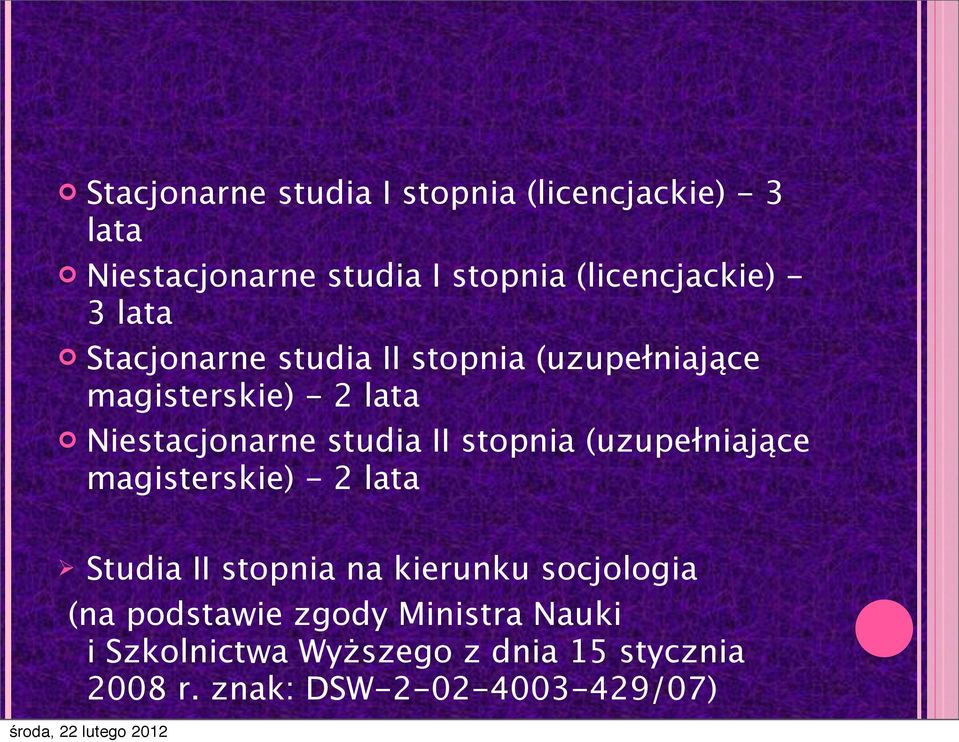 II stopnia (uzupełniające magisterskie) - 2 lata Studia II stopnia na kierunku socjologia (na