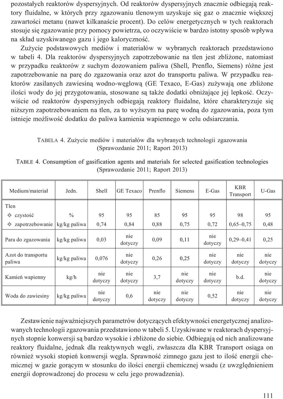 Do celów energetycznych w tych reaktorach stosuje siê zgazowa przy pomocy powietrza, co oczywiœcie w bardzo istotny sposób wp³ywa na sk³ad uzyskiwanego gazu i jego kalorycznoœæ.