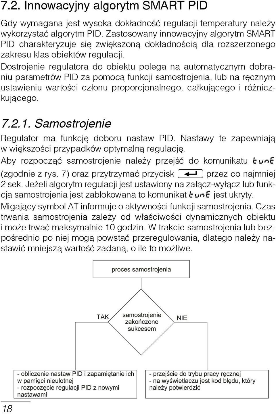 Dostrojenie regulatora do obiektu polega na automatycznym dobraniu parametrów PID za pomoc¹ funkcji samostrojenia, lub na ręcznym ustawieniu wartości członu proporcjonalnego, całkującego i