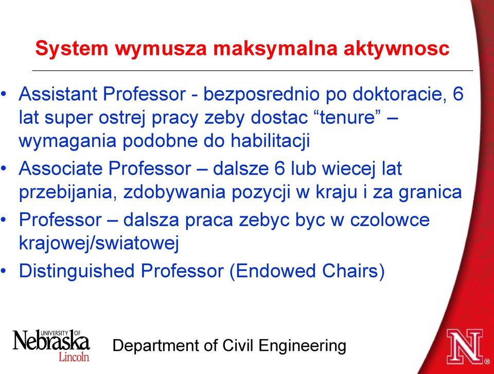 Professor dalsze 6 lub wiecej lat przebijania, zdobywania pozycji w kraju i za granica