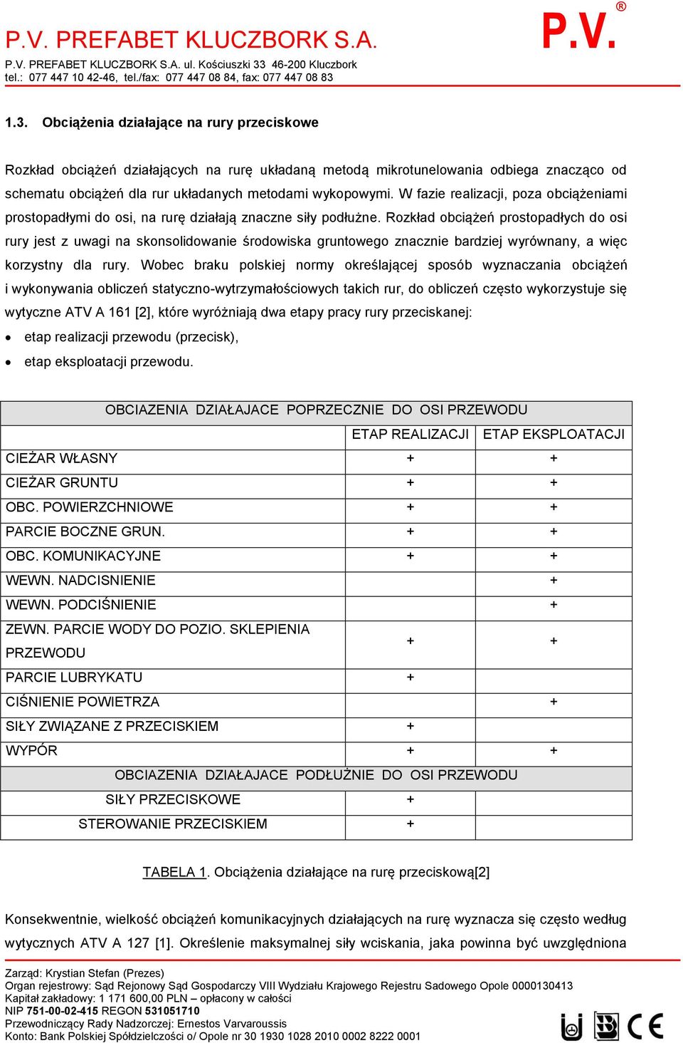 Obciążenia działające na rury przeciskowe Rozkład obciążeń działających na rurę układaną metodą mikrotunelowania odbiega znacząco od schematu obciążeń dla rur układanych metodami wykopowymi.