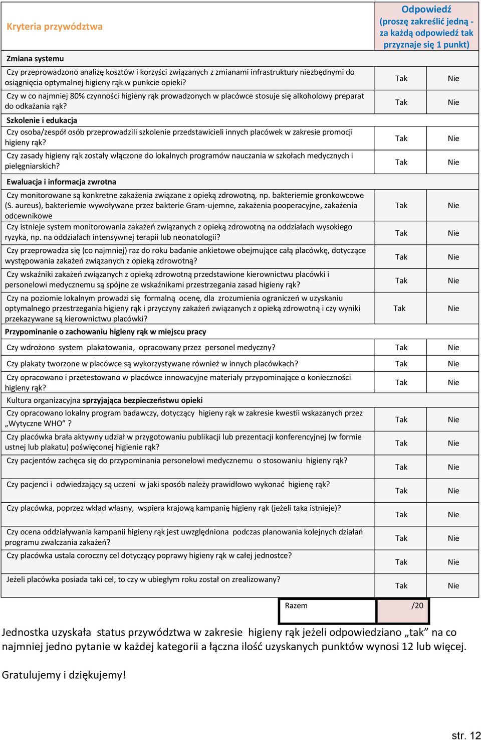 Szkolenie i edukacja Czy osoba/zespół osób przeprowadzili szkolenie przedstawicieli innych placówek w zakresie promocji?