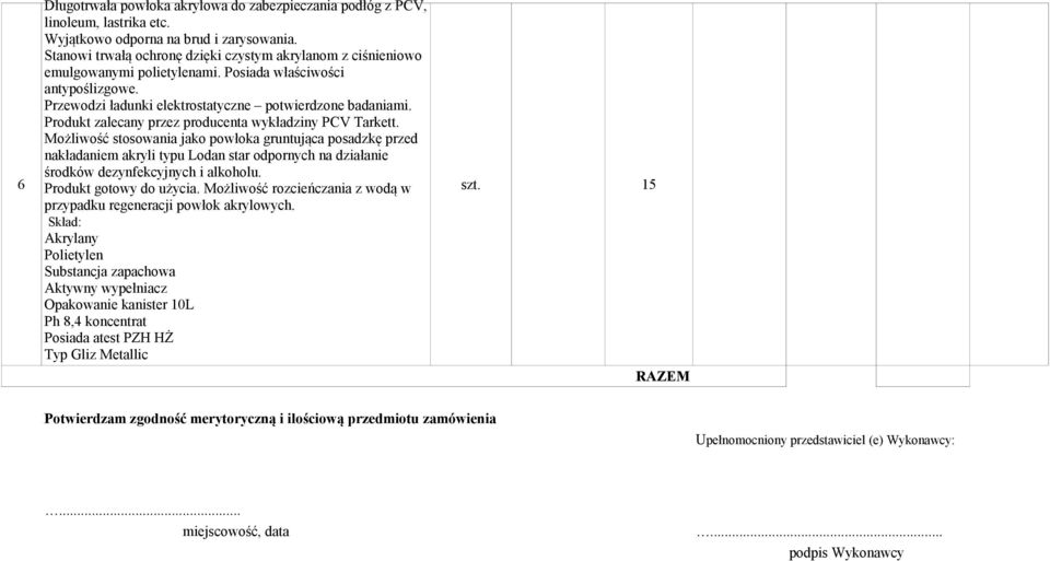 Produkt zalecany przez producenta wykładziny PCV Tarkett.