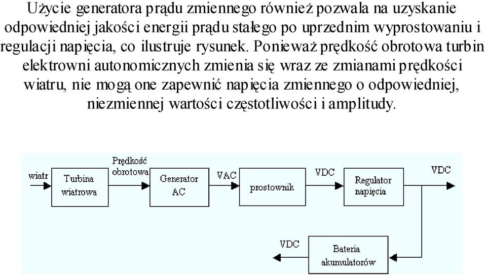 Ponieważ prędkość obrotowa turbin elektrowni autonomicznych zmienia się wraz ze zmianami