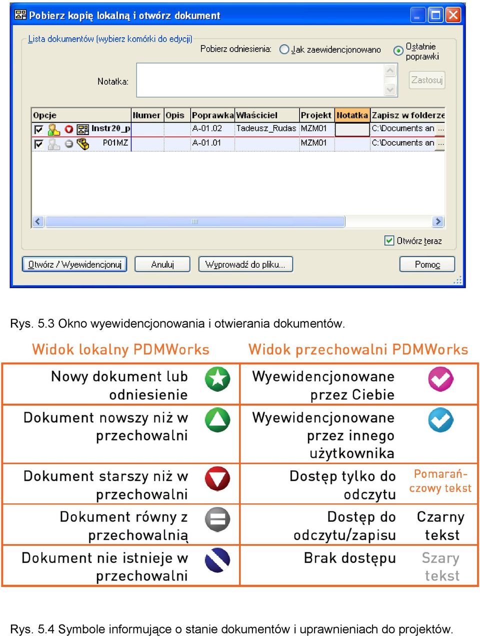 otwierania dokumentów.