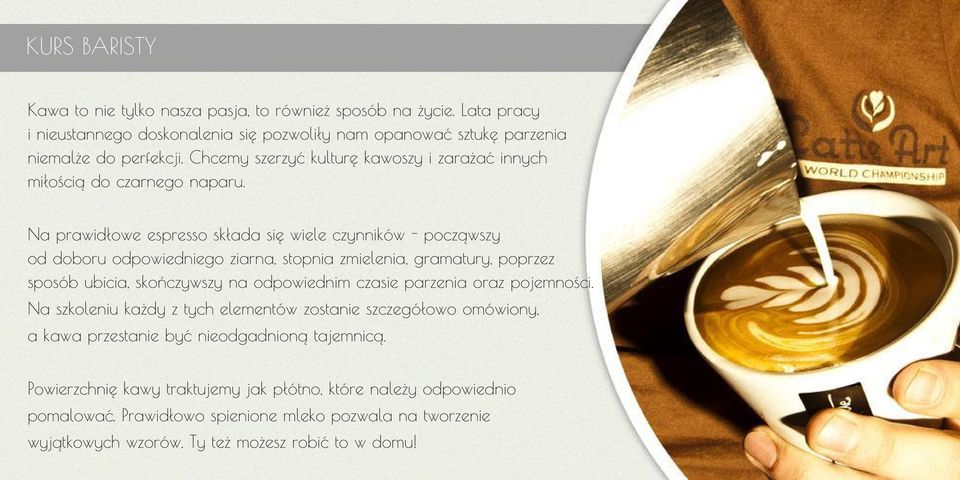 Na prawidłowe espresso składa się wiele czynników - począwszy od doboru odpowiedniego ziarna, stopnia zmielenia, gramatury, poprzez sposób ubicia, skończywszy na odpowiednim czasie