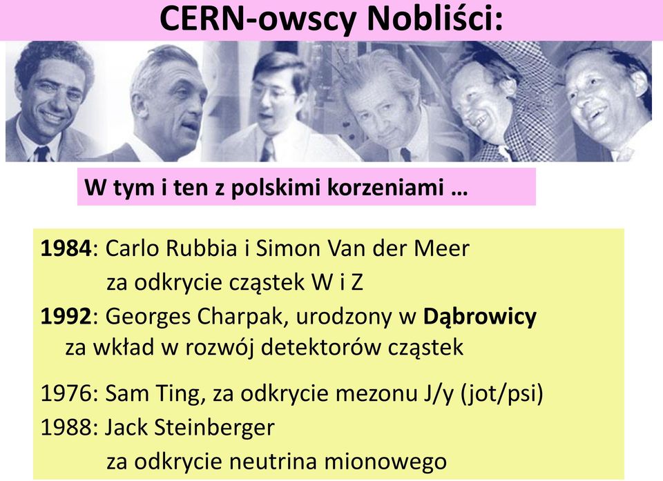 urodzony w Dąbrowicy za wkład w rozwój detektorów cząstek 1976: Sam Ting,
