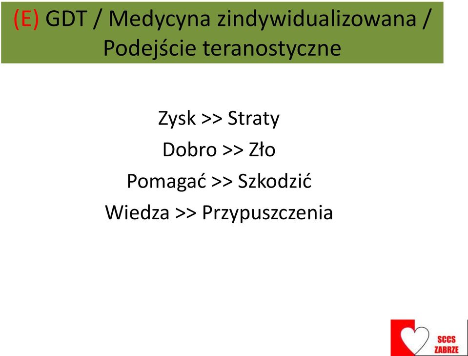 teranostyczne Zysk >> Straty
