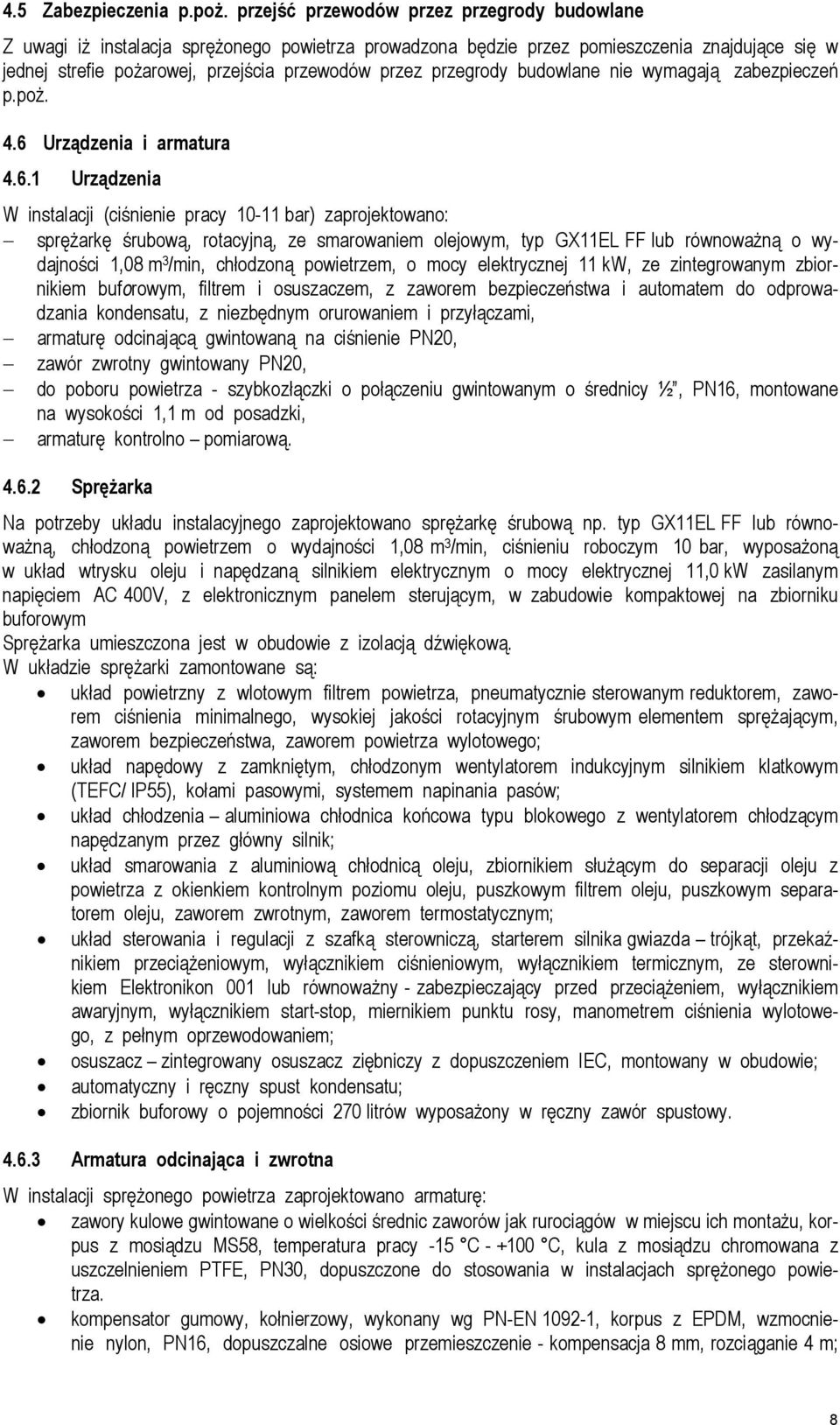 przegrody budowlane nie wymagają zabezpieczeń p.poż. 4.6 