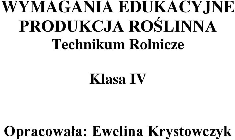 Technikum Rolnicze Klasa