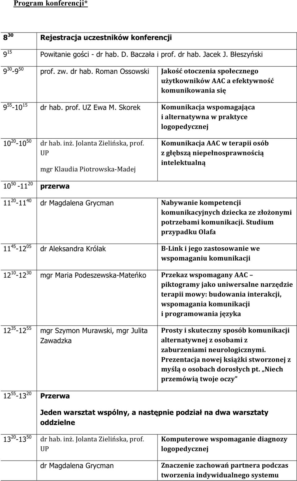 Skorek Komunikacja wspomagająca i alternatywna w praktyce logopedycznej 10 20-10 50 dr hab. inż. Jolanta Zielińska, prof.