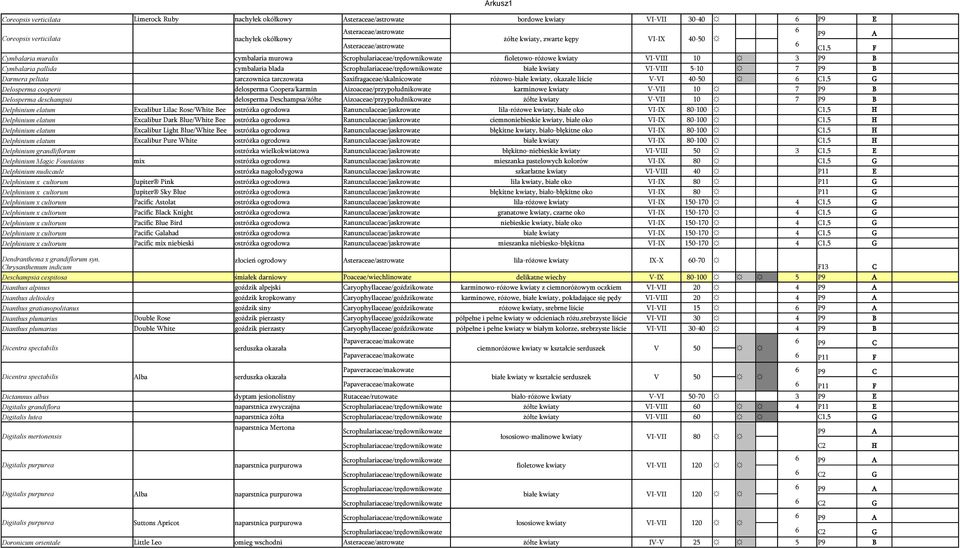 peltata tarczownica tarczowata Saxifragaceae/skalnicowate różowo-białe kwiaty, okazałe liście V-VI 40-50 6 C1,5 G Delosperma cooperii delosperma Coopera/karmin Aizoaceae/przypołudnikowate karminowe