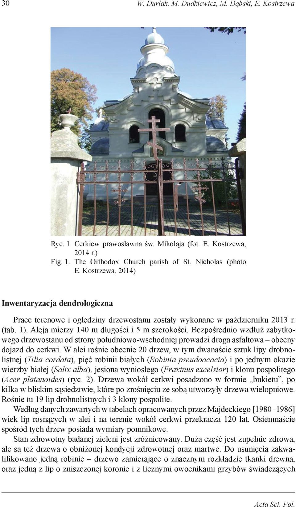 Bezpośrednio wzdłuż zabytkowego drzewostanu od strony południowo-wschodniej prowadzi droga asfaltowa obecny dojazd do cerkwi.