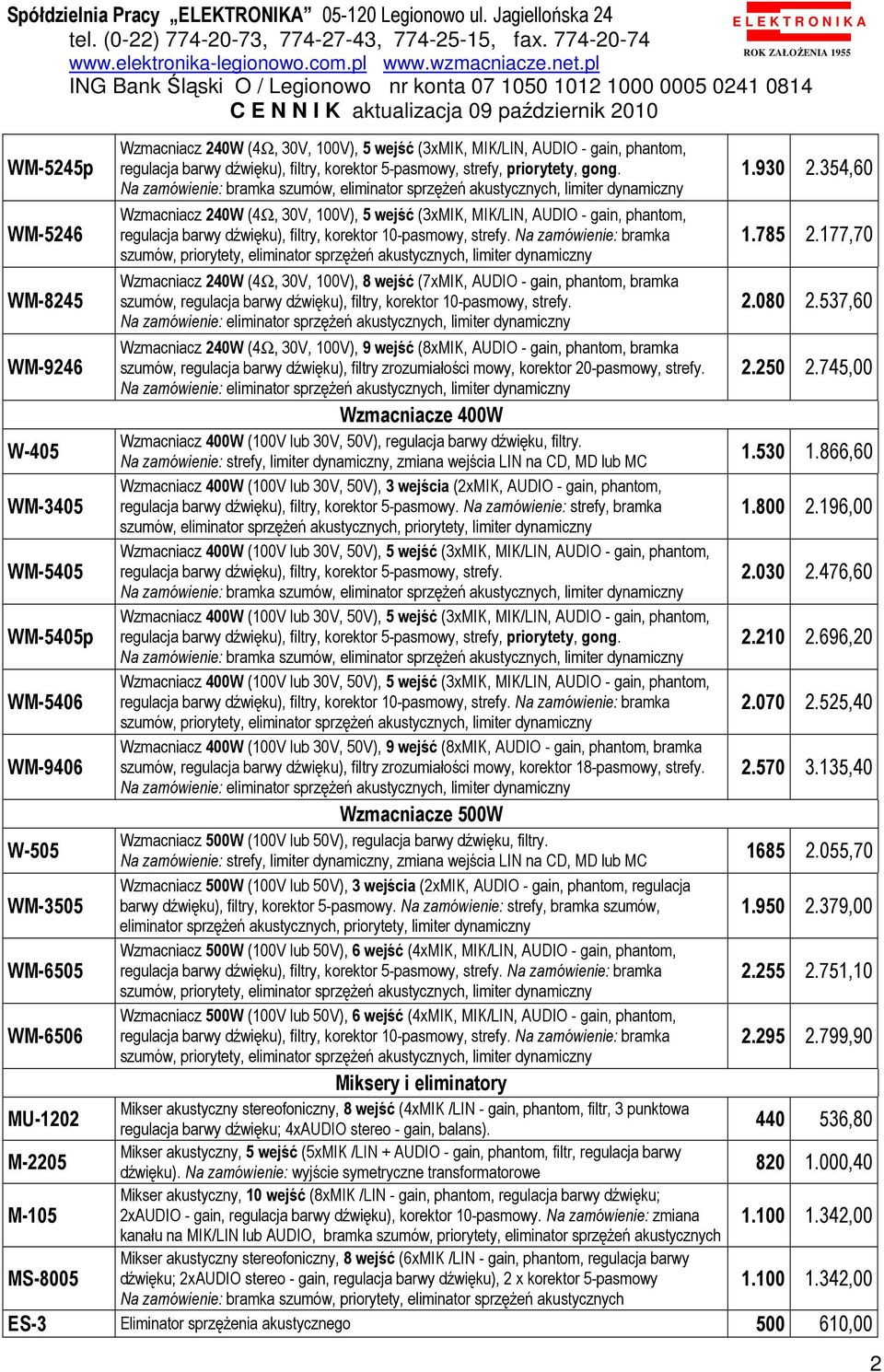 Wzmacniacz 240W (4Ω, 30V, 100V), 5 wejść (3xMIK, MIK/LIN, AUDIO - gain, phantom, regulacja barwy dźwięku), filtry, korektor 10-pasmowy, strefy.