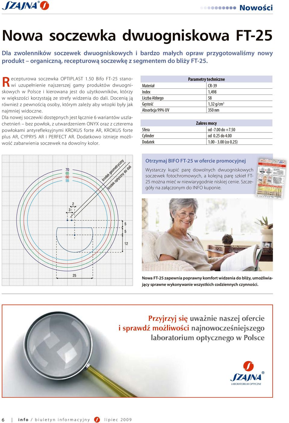 50 Bifo FT-25 stanowi uzupełnienie najszerszej gamy produktów dwuogniskowych w Polsce i kierowana jest do użytkowników, którzy w większości korzystają ze strefy widzenia do dali.