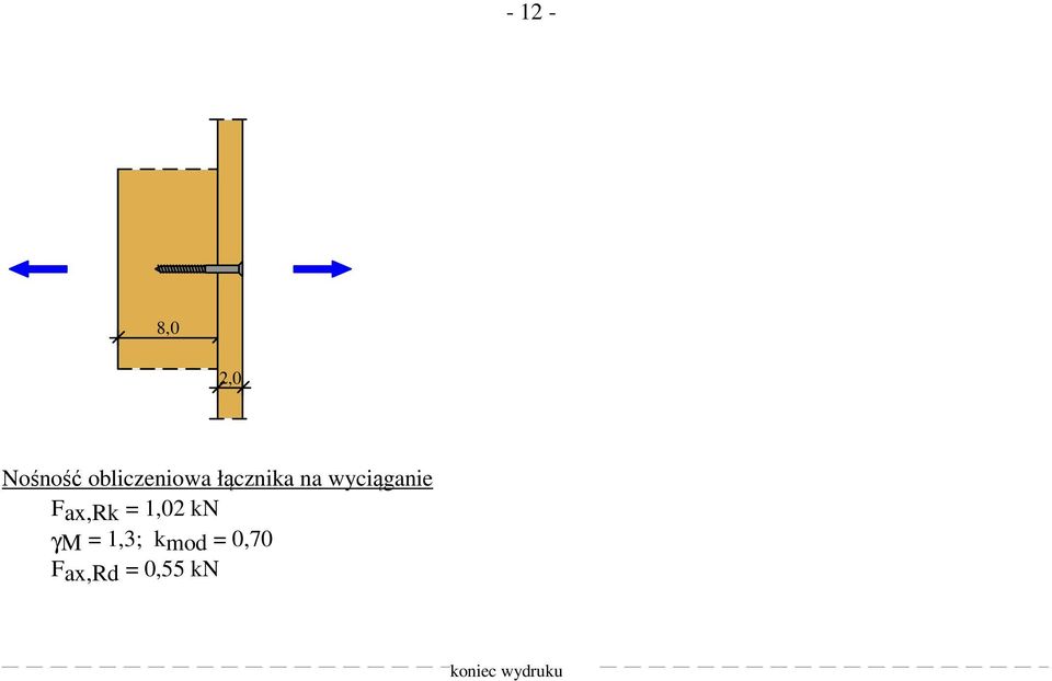 wciąganie Fax,Rk = 1,02 kn γm