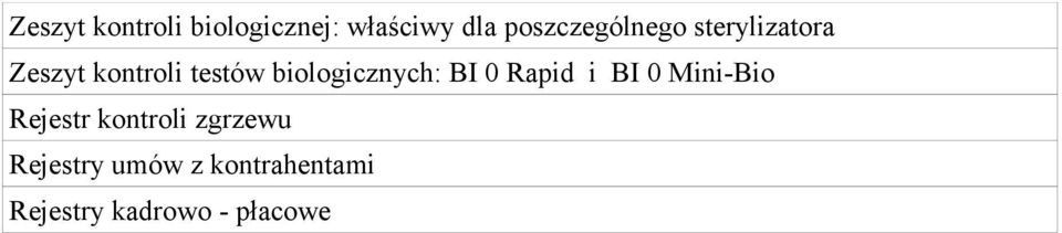 biologicznych: BI 0 Rapid i BI 0 Mini-Bio Rejestr