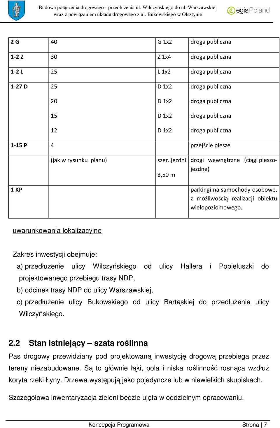 uwarunkowania lokalizacyjne Zakres inwestycji obejmuje: a) przedłużenie ulicy Wilczyńskiego od ulicy Hallera i Popiełuszki do projektowanego przebiegu trasy NDP, b) odcinek trasy NDP do ulicy