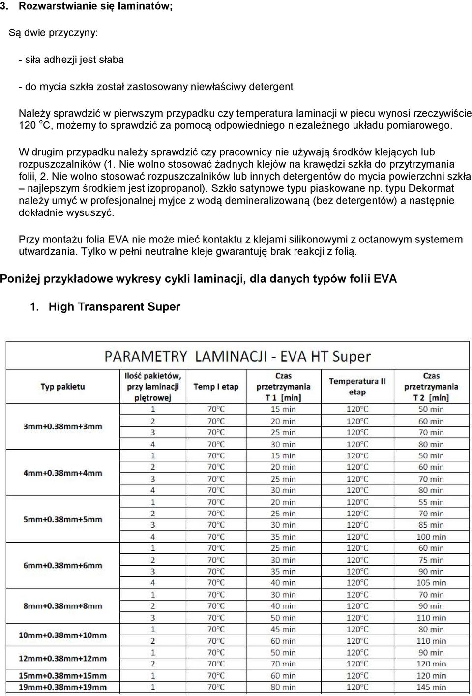 W drugim przypadku należy sprawdzić czy pracownicy nie używają środków klejących lub rozpuszczalników (1. Nie wolno stosować żadnych klejów na krawędzi szkła do przytrzymania folii, 2.