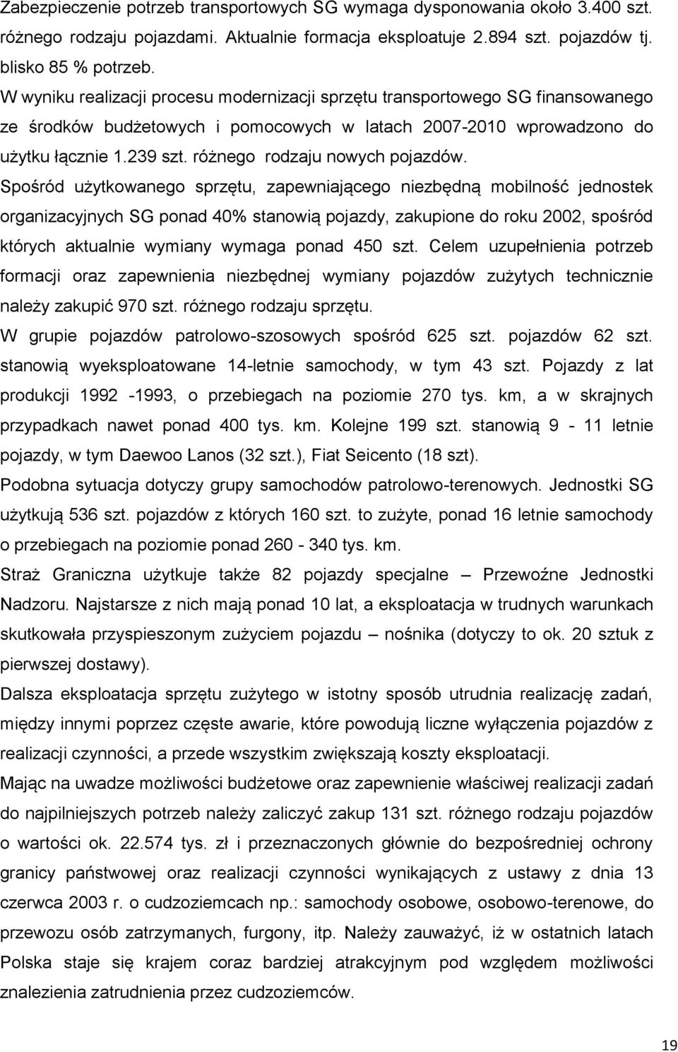 różnego rodzaju nowych pojazdów.