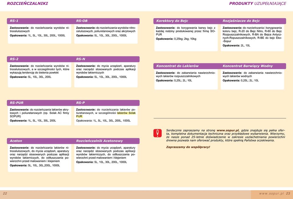 szczególności lakierów Solak PUR