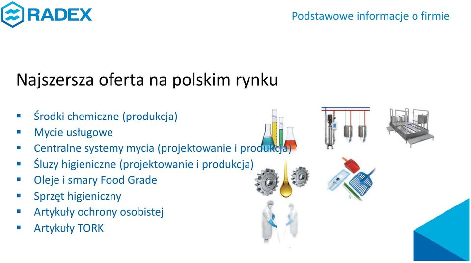 produkcja) Śluzy higieniczne (projektowanie i produkcja) Oleje i