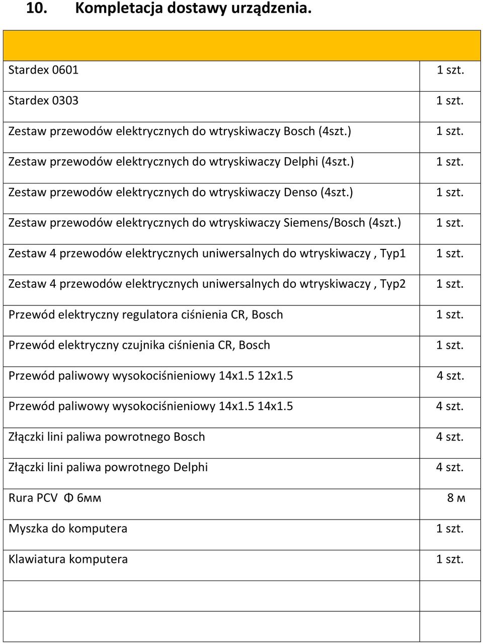 ) Zestaw 4 przewodów elektrycznych uniwersalnych do wtryskiwaczy, Typ1 Zestaw 4 przewodów elektrycznych uniwersalnych do wtryskiwaczy, Typ2 Przewód elektryczny regulatora ciśnienia CR, Bosch Przewód