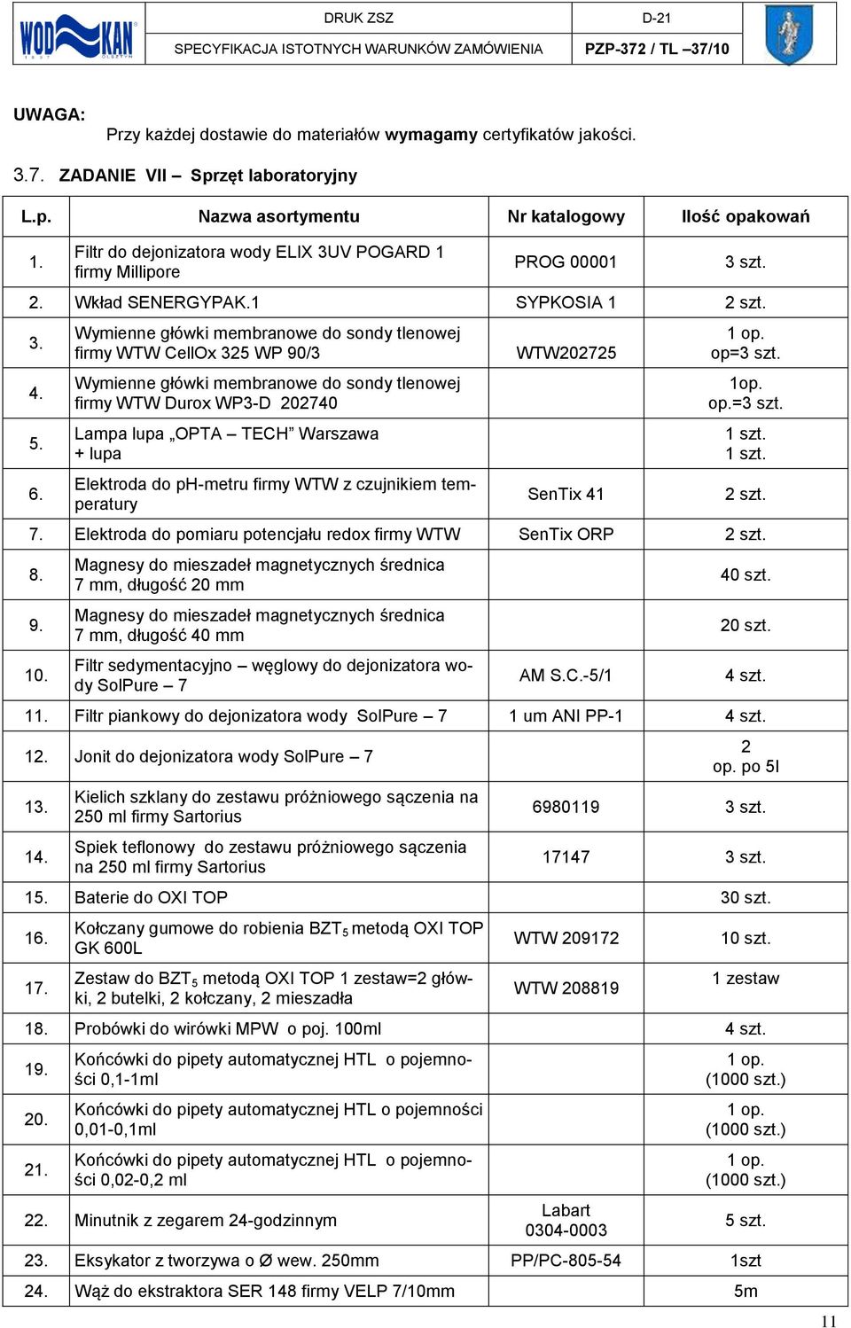 Wymienne główki membranowe do sondy tlenowej firmy WTW CellOx 35 WP 90/3 Wymienne główki membranowe do sondy tlenowej firmy WTW Durox WP3-D 0740 Lampa lupa OPTA TECH Warszawa + lupa Elektroda do