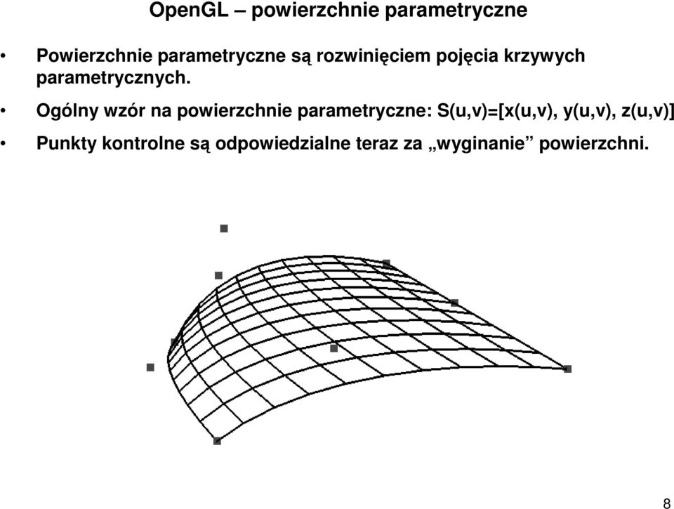 Ogólny wzór na powierzchnie parametryczne: S(u,v)=[x(u,v),