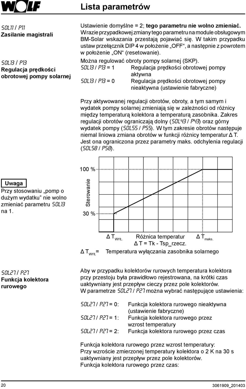 W takim przypadku ustaw przełącznik DIP 4 w położenie OFF, a następnie z powrotem w położenie ON (resetowanie). Można regulować obroty pompy solarnej (SKP).