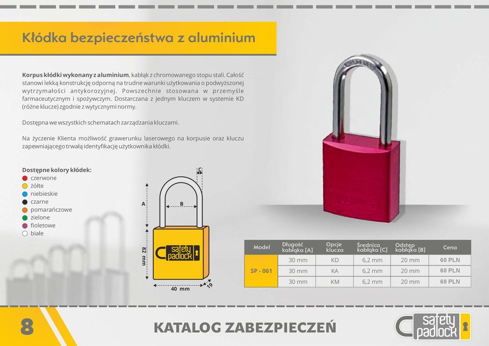 Dostarczana z jednym kluczem w systemie KD (różne klucze) zgodnie z wytycznymi normy. Dostępna we wszystkich schematach zarządzania kluczami.