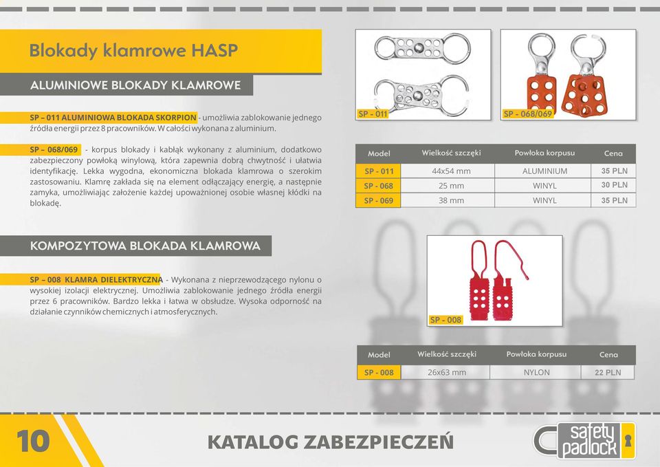 Lekka wygodna, ekonomiczna blokada klamrowa o szerokim zastosowaniu.