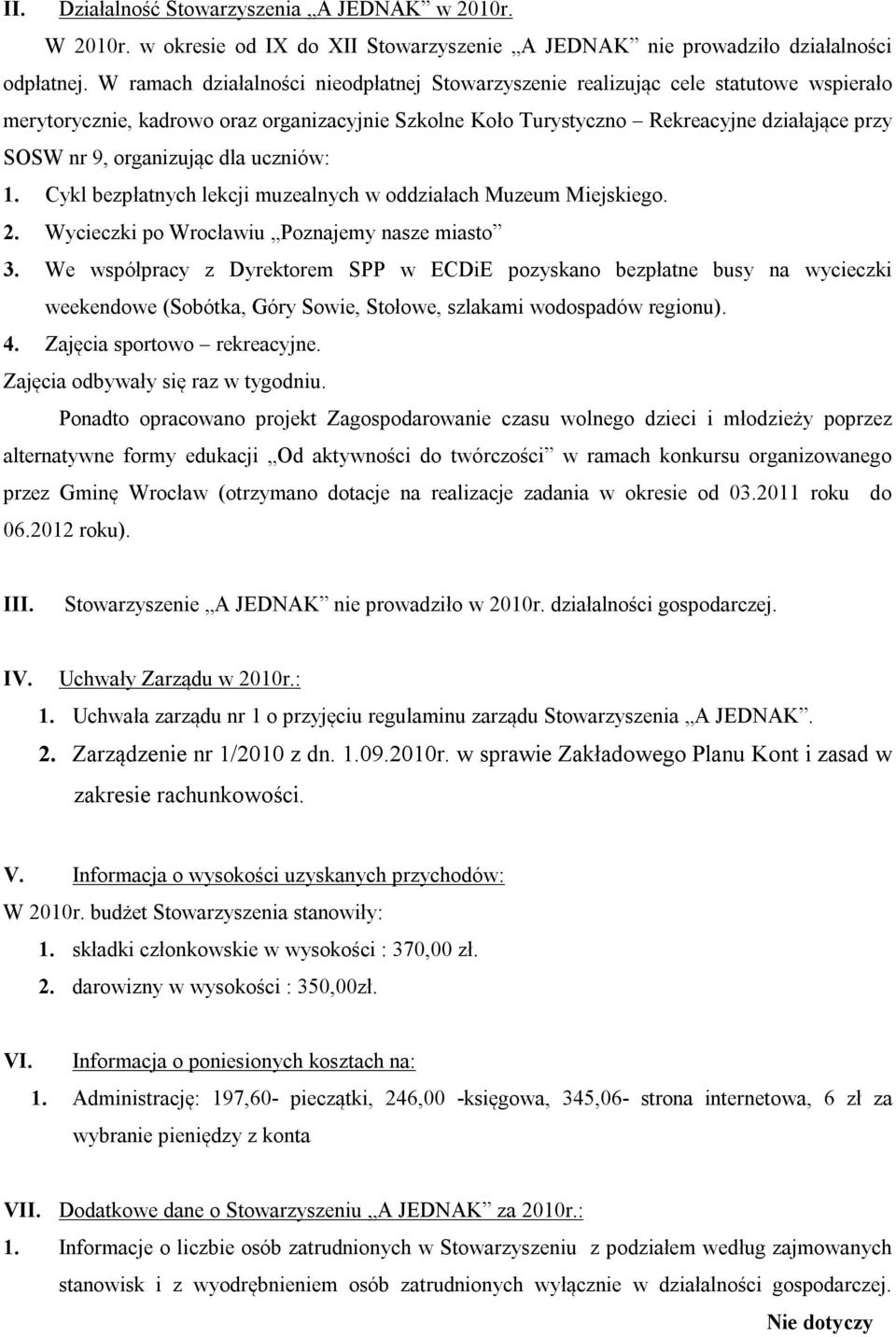 organizując dla uczniów: 1. Cykl bezpłatnych lekcji muzealnych w oddziałach Muzeum Miejskiego. 2. Wycieczki po Wrocławiu Poznajemy nasze miasto 3.